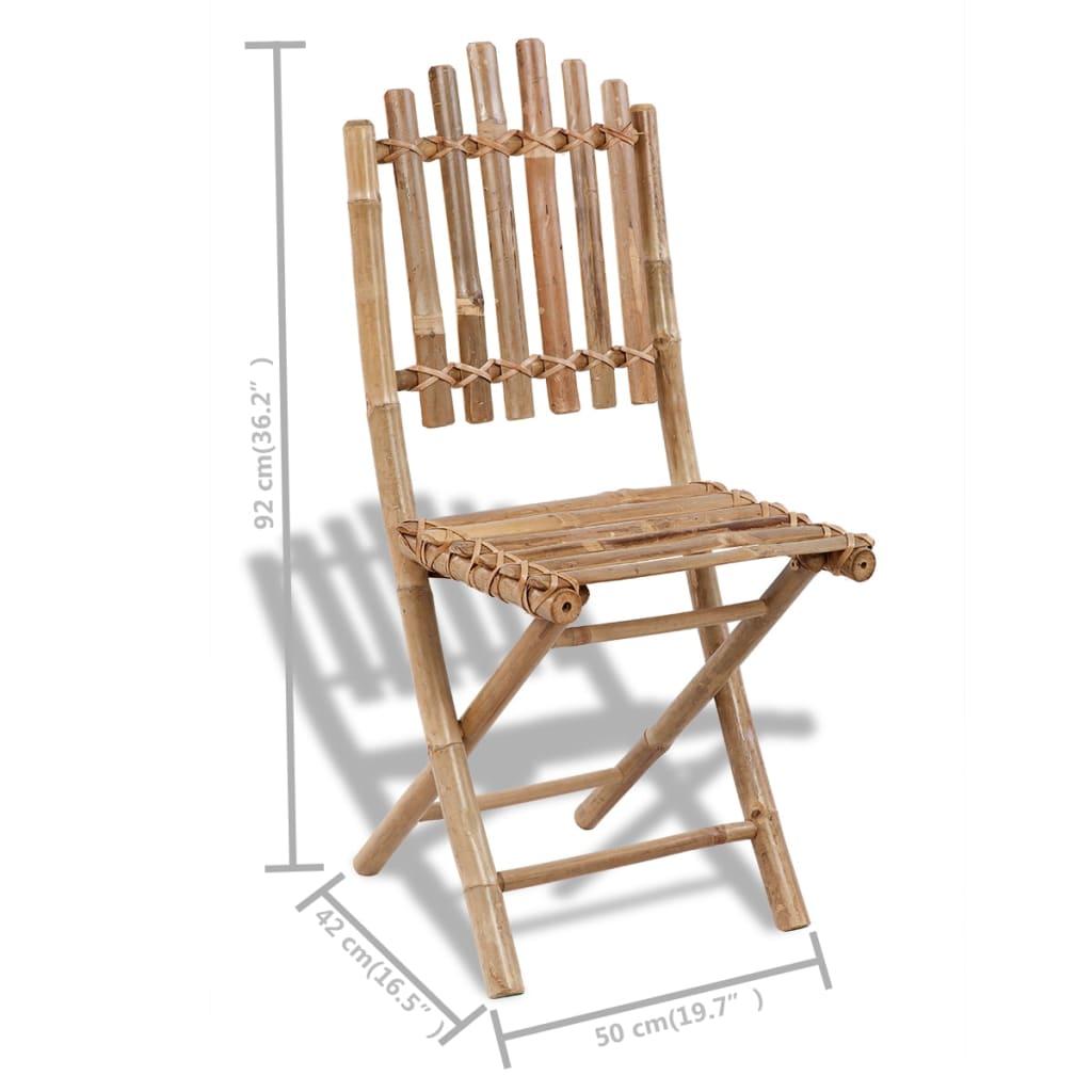 Garden Chair Set of 4 Natural Bamboo Solid Bamboo Medium