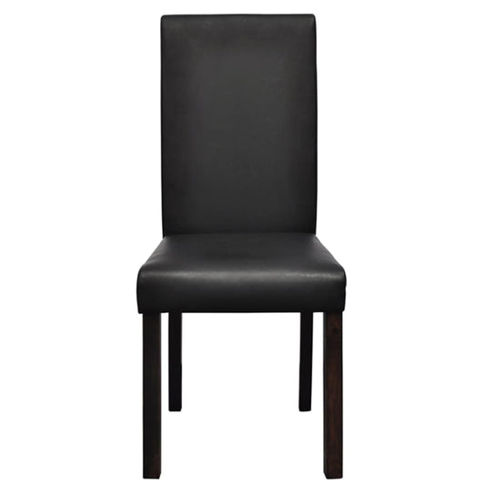 Dining Chair Set of 4 Black Wooden frame, faux leather Standard