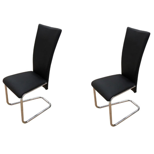 Dining Chair Set of 2 Black Faux Leather Standard Modern