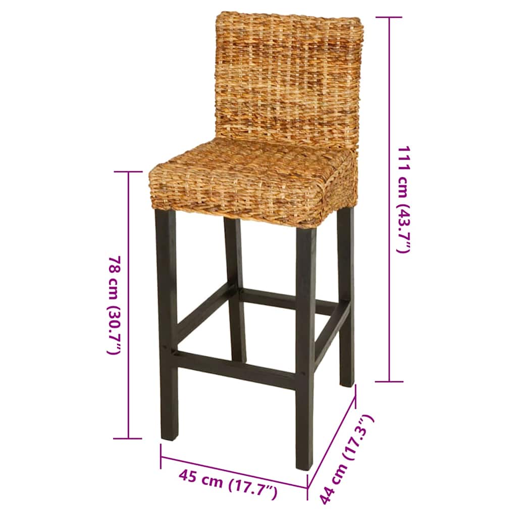 Bar Stool Set of 2 Dark Brown Mango wood Standard Durable