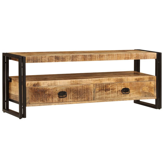 TV Cabinet Brown Solid Mango Wood Medium TV Cabinet Rectangular