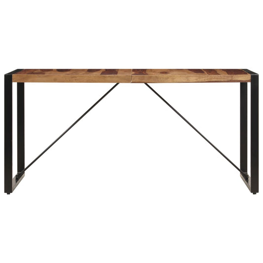 Dining Table Brown and Black Solid Acacia wood 55.1 in
