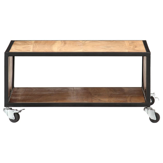 Coffee Table Natural Acacia Solid Acacia Wood Medium Rollable