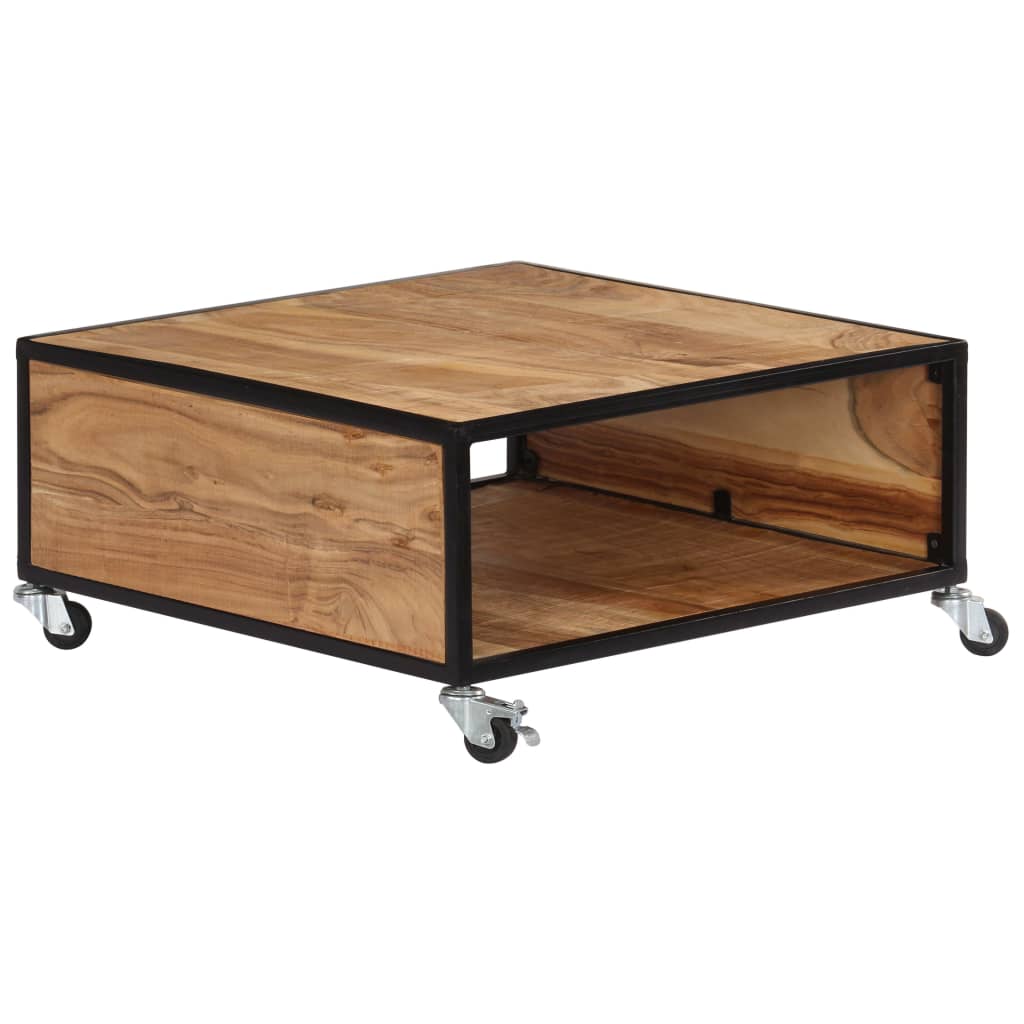 Coffee Table Natural Acacia Solid Acacia Wood Medium Rollable
