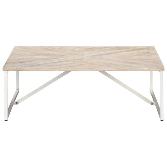 Coffee Table White Solid Mango Wood 43.3 x 43.3 x 14.2 in Durable