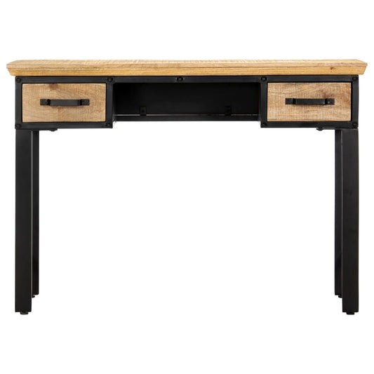Writing Table Natural and Black Solid Mango Wood, Engineered Wood