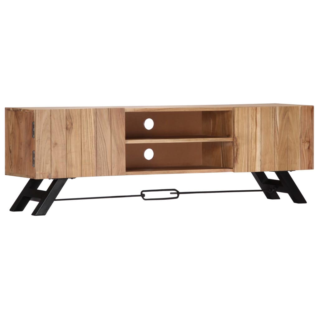 TV Stand Natural Wood Solid Acacia Wood 55.1 in Width TV Stand