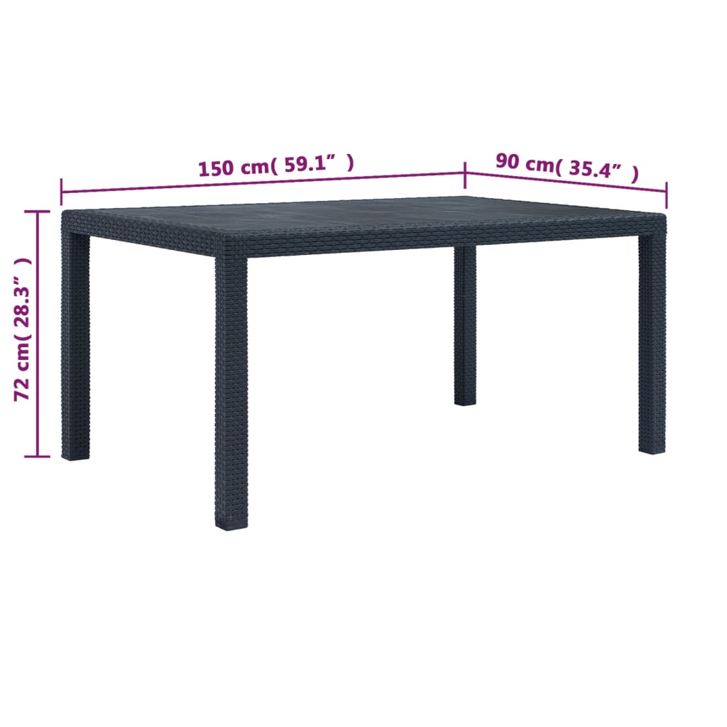 Outdoor Dining Set Anthracite Plastic, Polyester (Cushions)