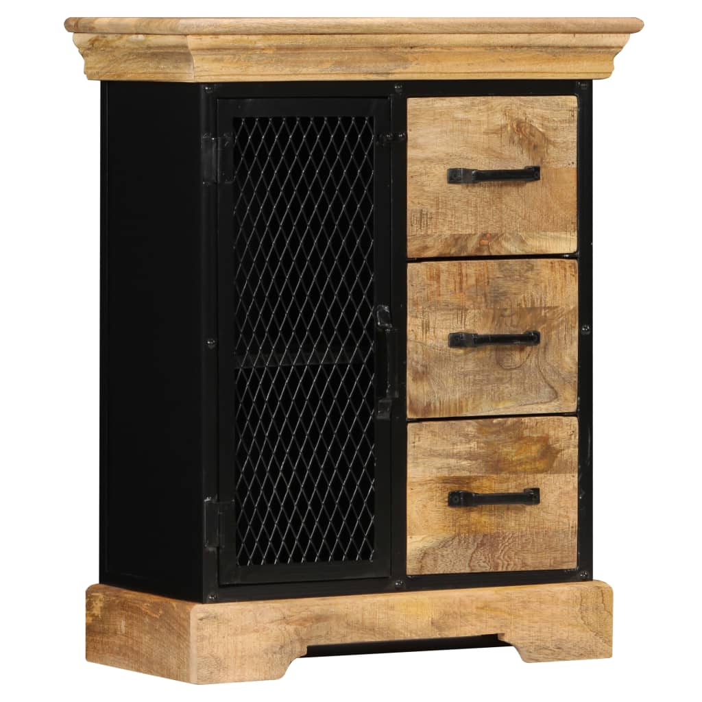Sideboard Brown and Black Solid Mango Wood and Powder-Coated Iron
