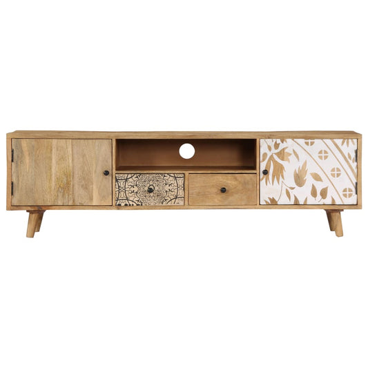 TV Stand Multicolor Solid Mango Wood 55.1 in TV Stand