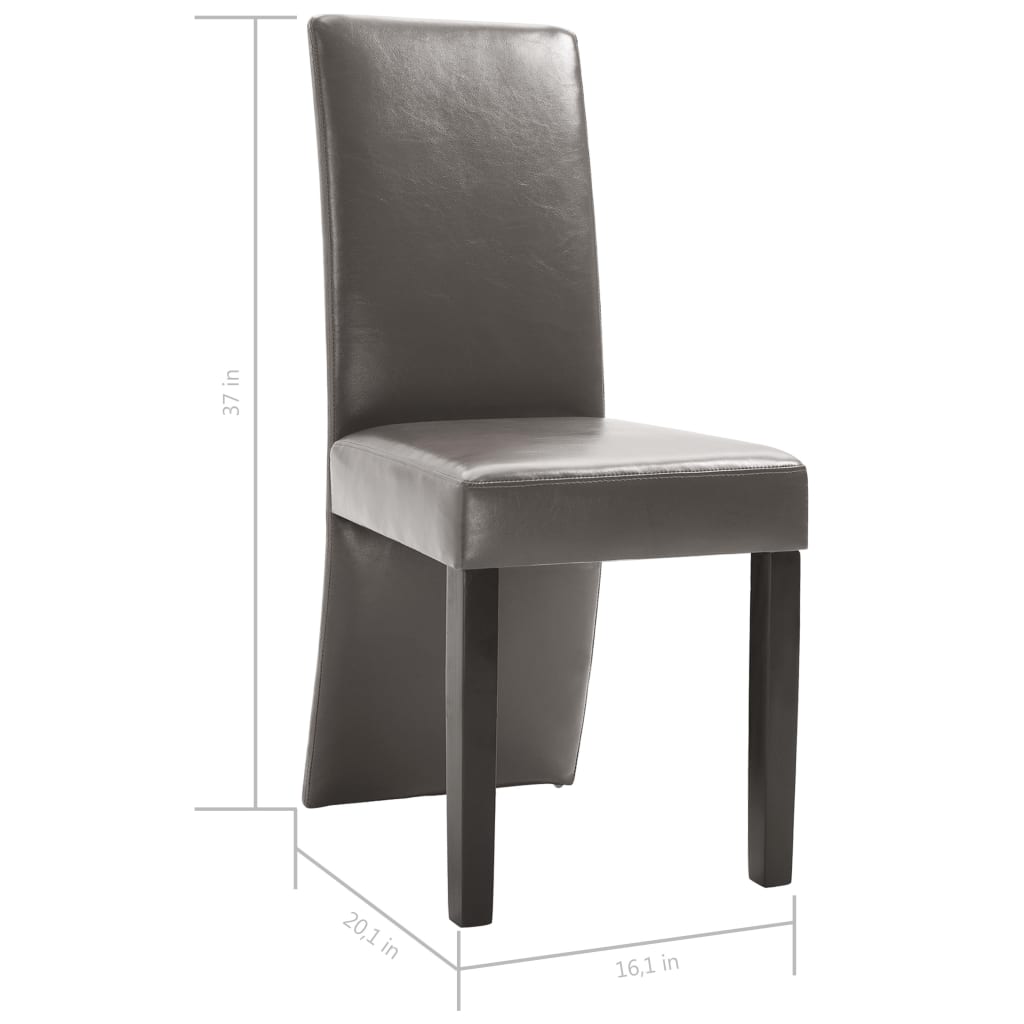 Dining Chair Set of 4 Gray Faux Leather and Wood Medium