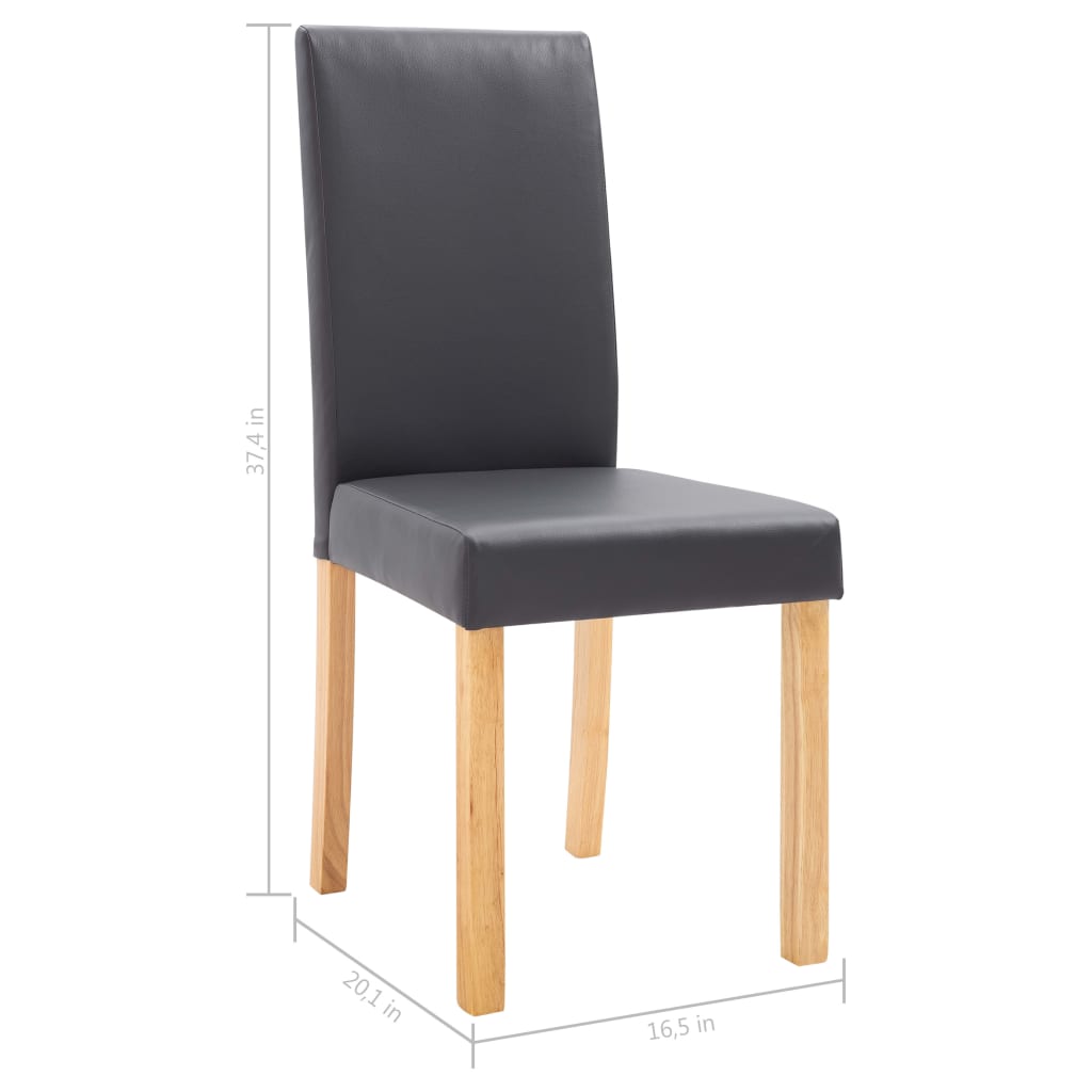 Dining Chair Set of 4 Gray Faux leather and Wood Standard