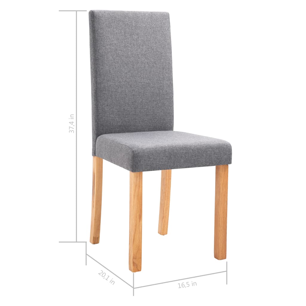 Dining Chair Set of 2 Light Gray Fabric and Rubber wood Regular