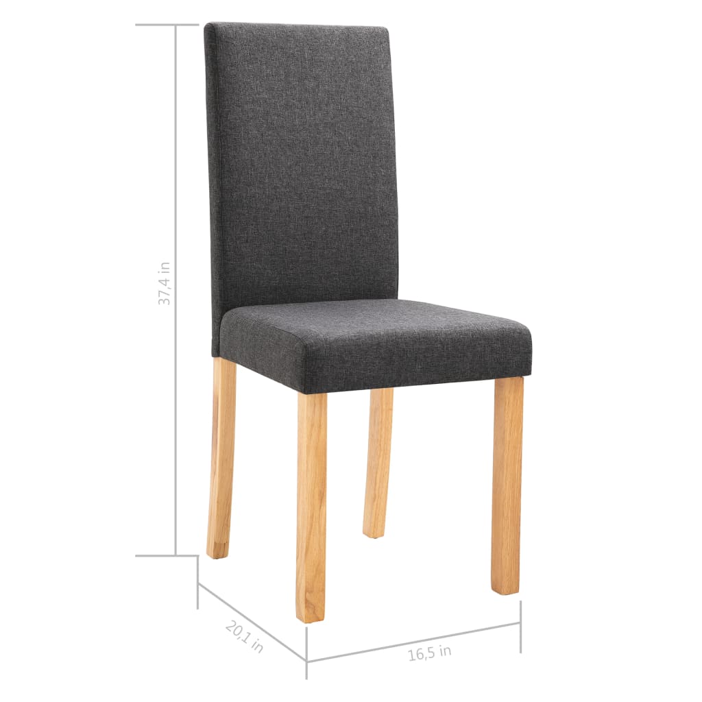 Dining Chair Set of 4 Dark Gray Fabric Standard Ergonomic