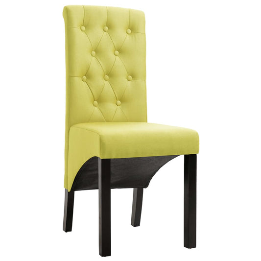 Dining Chair Set of 2 Green Fabric, Rubber wood Standard