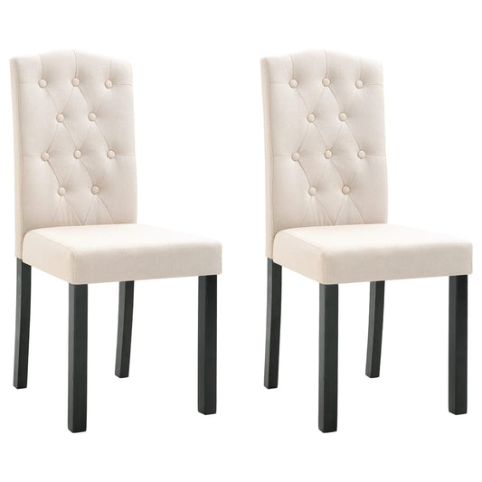 Dining Chair Set of 2 Cream Fabric Standard Durable