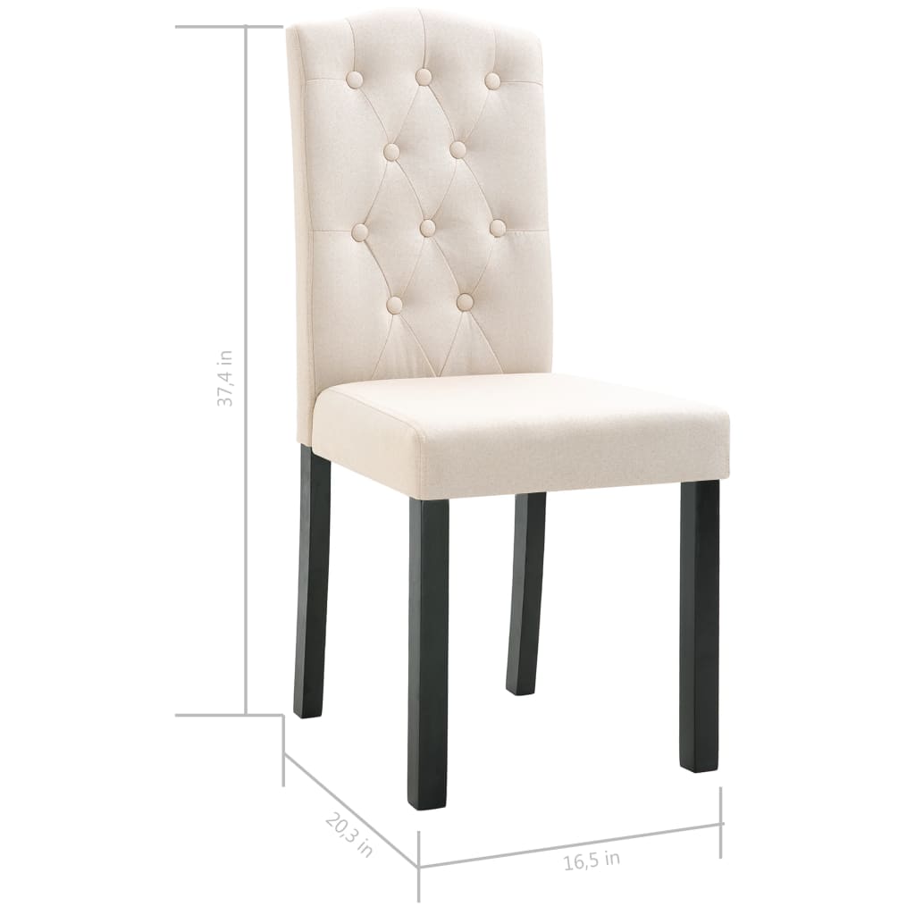 Dining Chair Set of 2 Cream Fabric Standard Durable