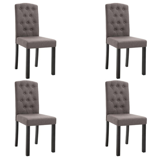Dining Chair Set of 4 Taupe Fabric + Rubber wood frame Standard