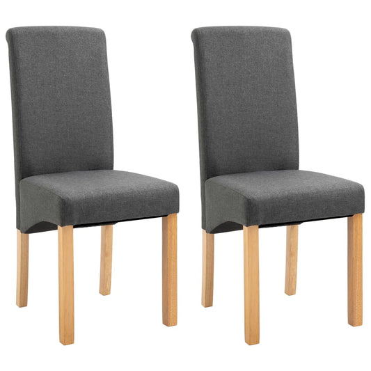 Dining Chair Set of 2 Grey Fabric Standard Ergonomic