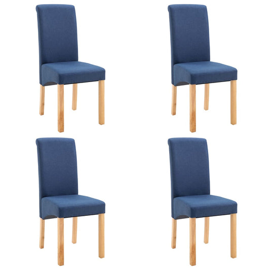 Dining Chair Set of 4 Blue Fabric and wood Medium Ergonomic