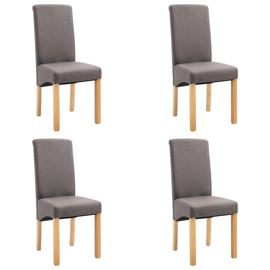 Dining Chair Set of 4 Taupe Fabric and wood Standard Ergonomic