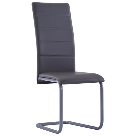 Dining Chair Set of 4 Gray Faux Leather and Steel Standard