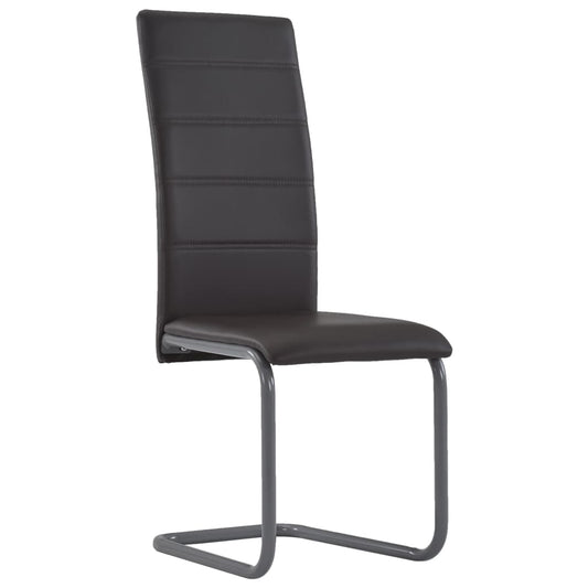 Dining Chair Set of 2 Brown Faux leather upholstery, Steel frame