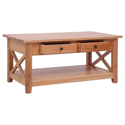 Coffee Table Natural Brown Solid Mahogany Wood 39.4x21.7x18.1 in