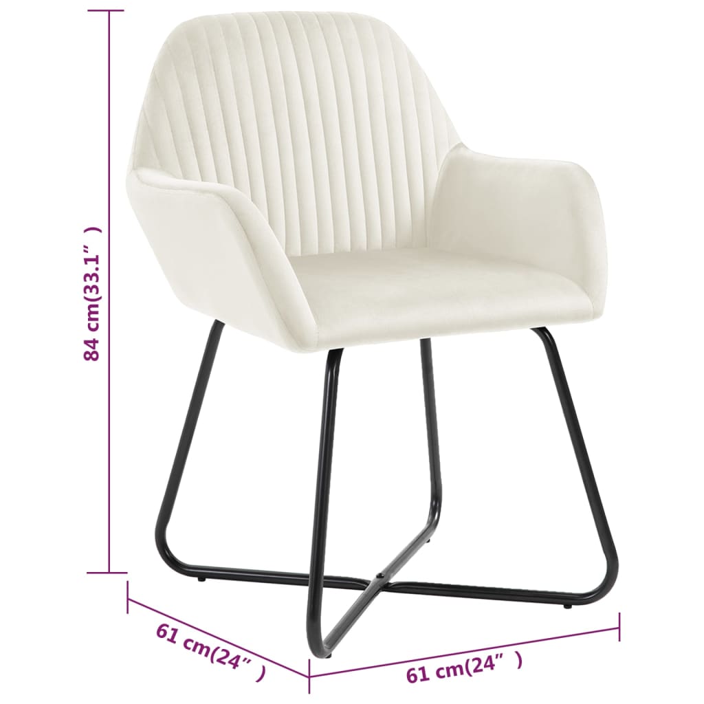 Dining Chair Set of 2 Cream Velvet Standard Ergonomic