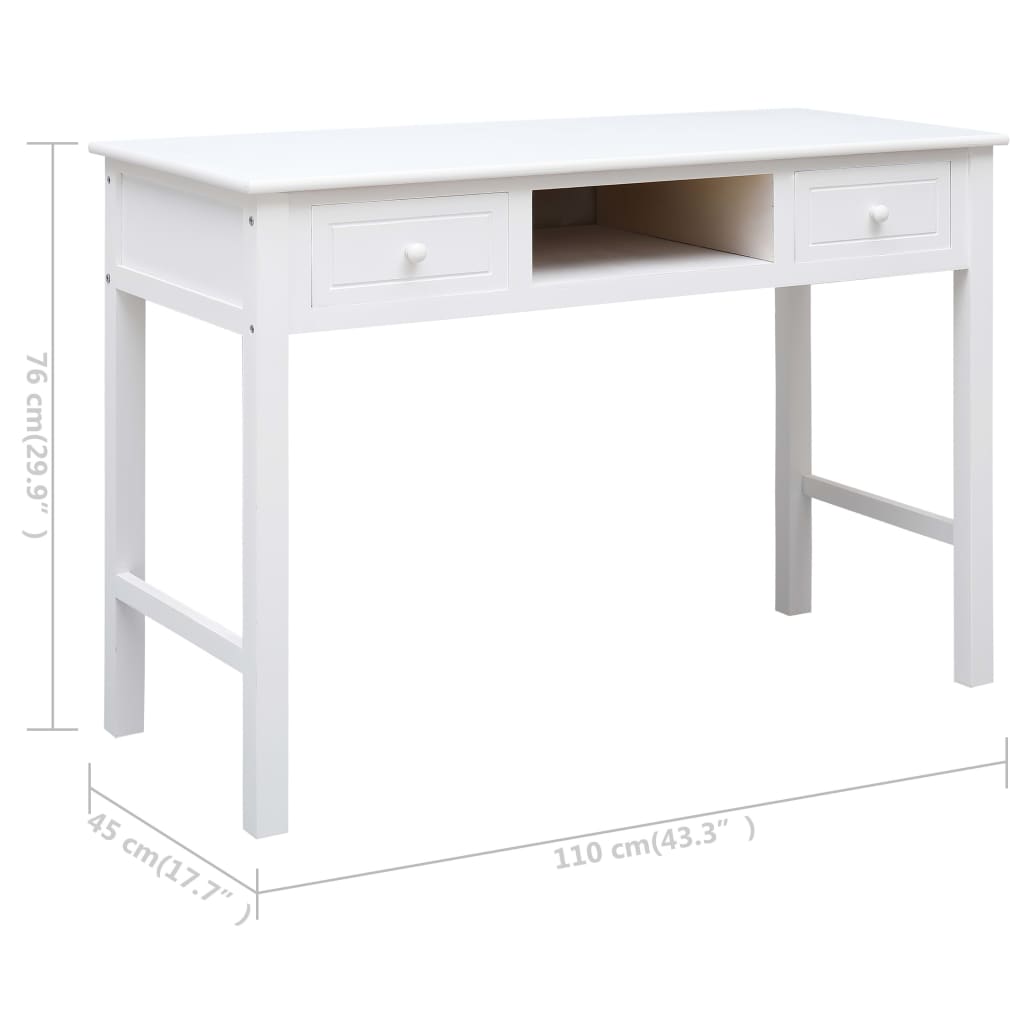 Desk White Paulownia wood and Poplar wood Medium Desk