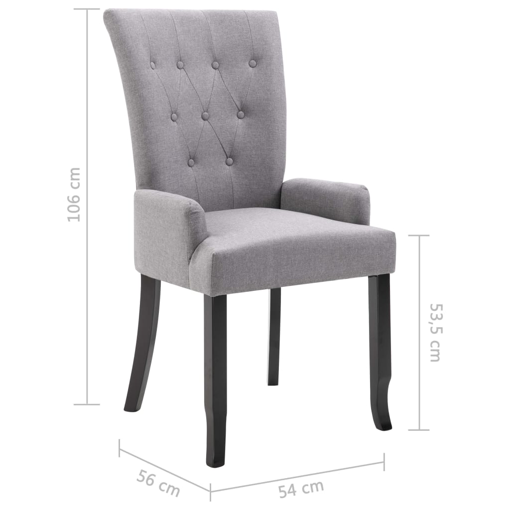 Dining Chair Set of 6 Light Gray Polyester Standard Ergonomic