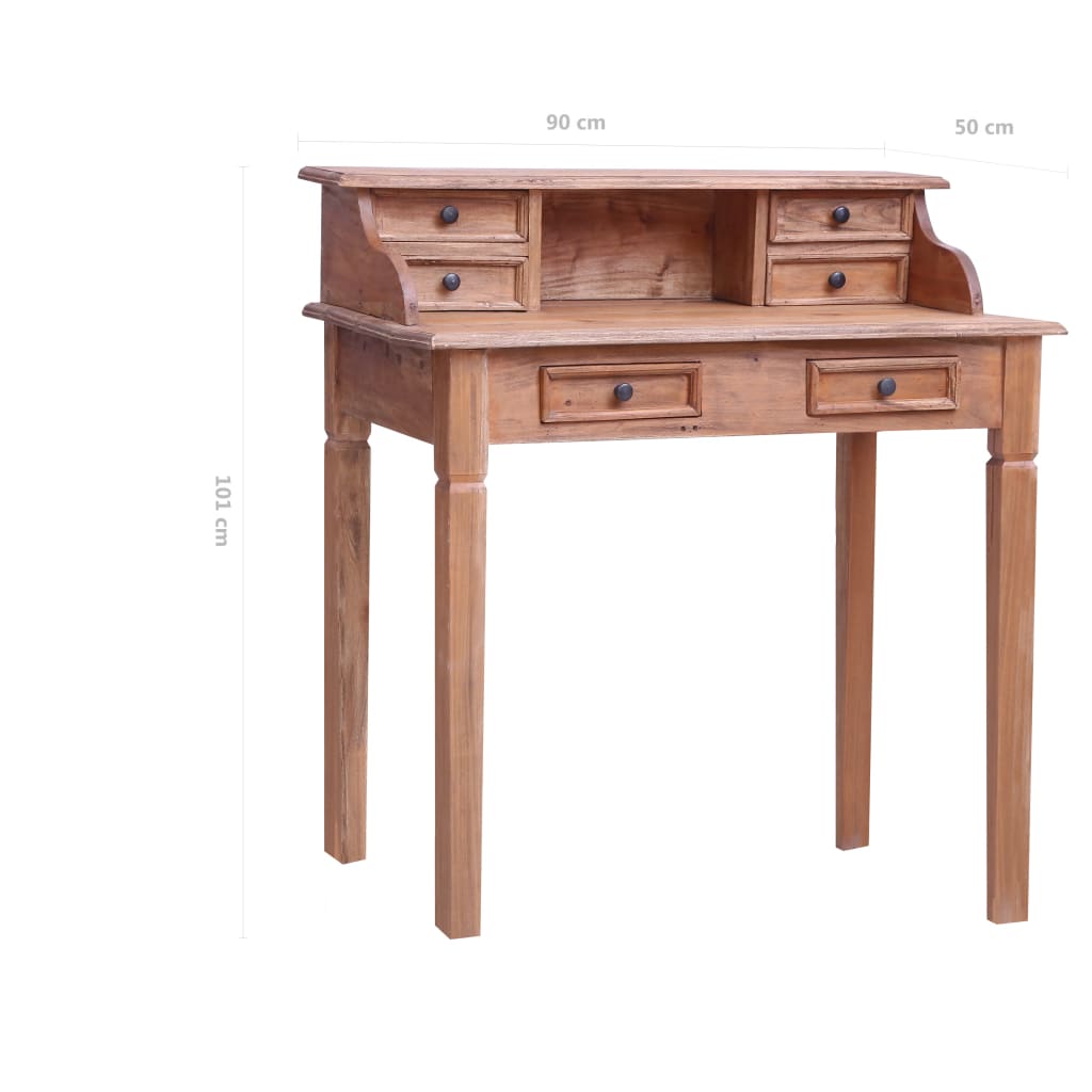 Writing Desk Warm Brown Solid Mahogany Wood Medium Writing Desk