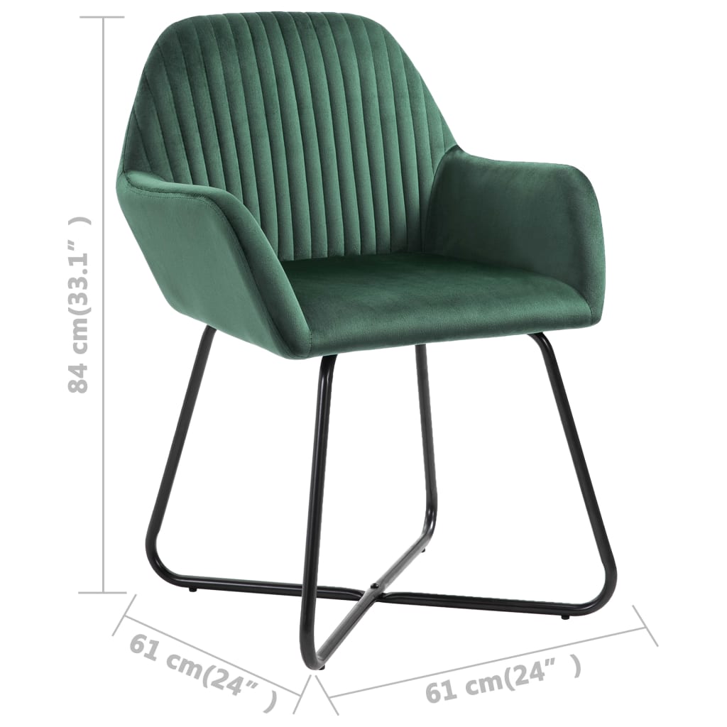 Dining Chair Set of 4 Green Velvet Standard Ergonomic