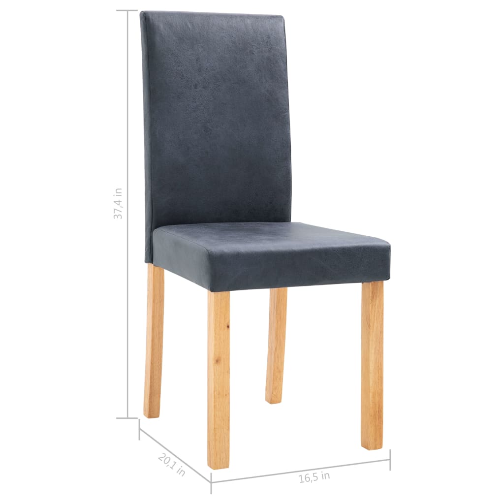 Dining Chair Set of 6 Gray Faux Leather, Wood Standard Durable