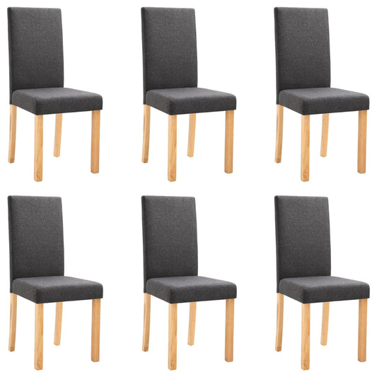 Dining Chair Set of 6 Dark Gray Fabric Standard Ergonomic