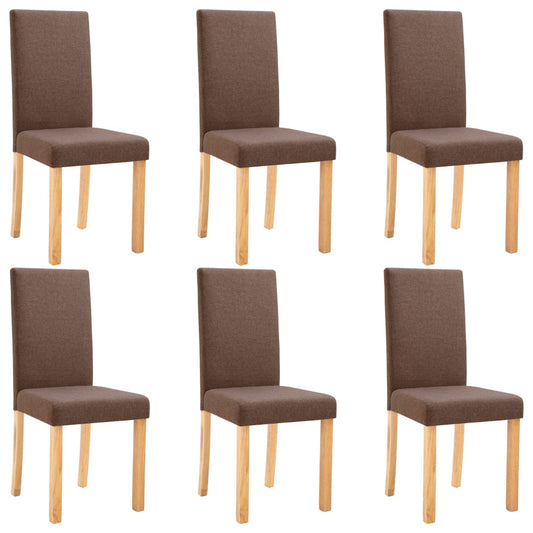 Dining Chairs 6 pcs Brown Fabric