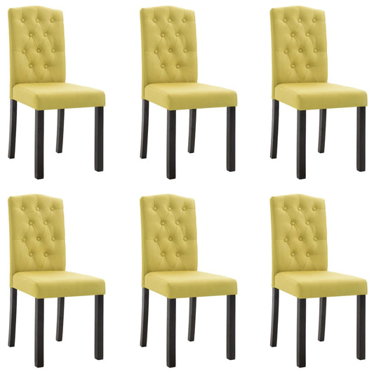 Dining Chair Set of 6 Green Fabric and Solid Rubber Wood Standard