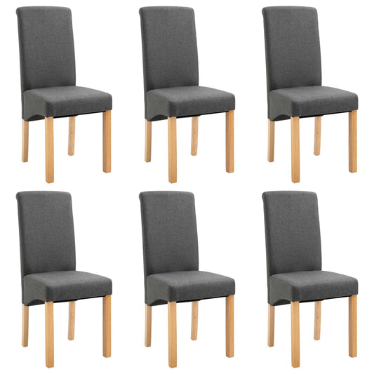Dining Chair Set of 6 Gray Fabric and wood Standard Ergonomic