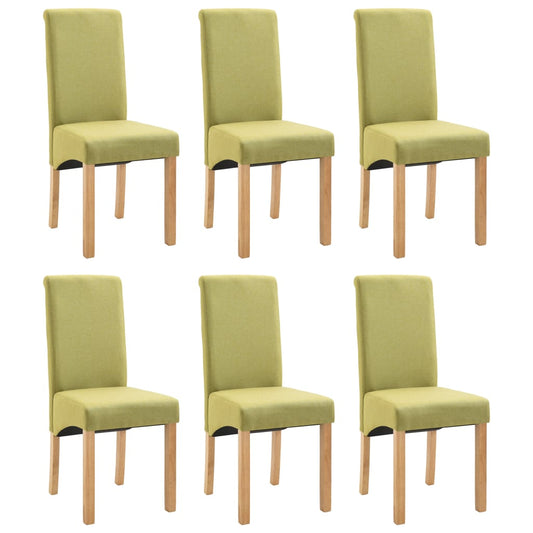 Dining Chair Set of 6 Green Fabric and wooden frame Standard