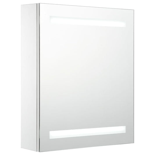 Bathroom Cabinet White, Silver MDF, Glass 19.7 x 5.3 x 23.6 in