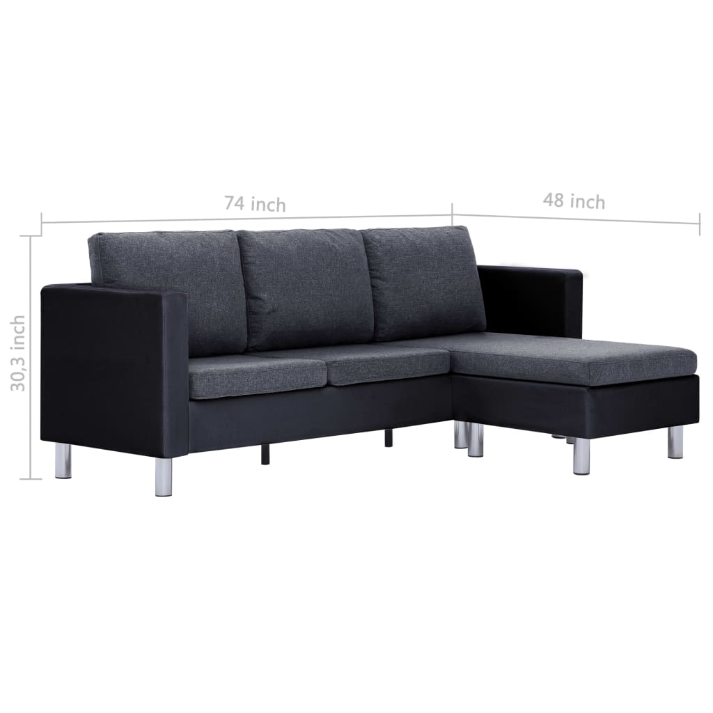 Sofa Black (sofa), Dark Gray (cushions)
