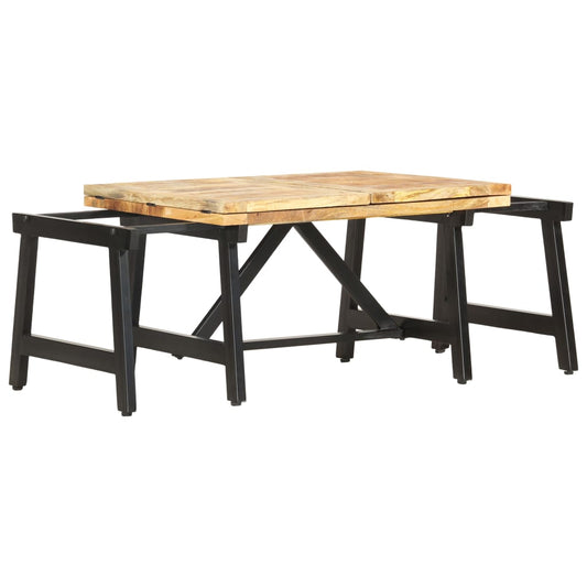 Coffee Table Brown, Black Solid mango wood, Iron Large Extendable