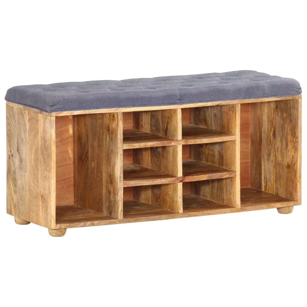 Hall Bench Natural wood, Grey Solid mango wood, 100% polyester fabric