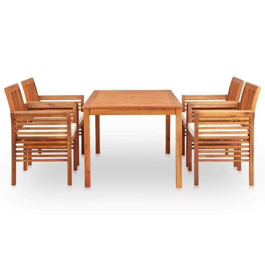Outdoor Dining Set Brown Solid Wood Acacia 5 Piece Set Durable