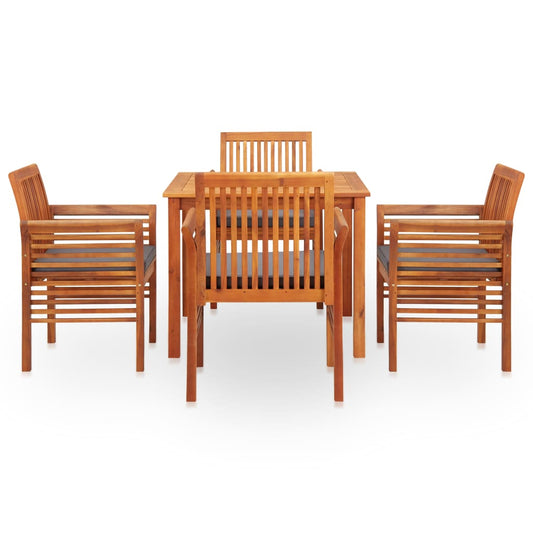Outdoor Dining Set Brown frame with dark grey cushions