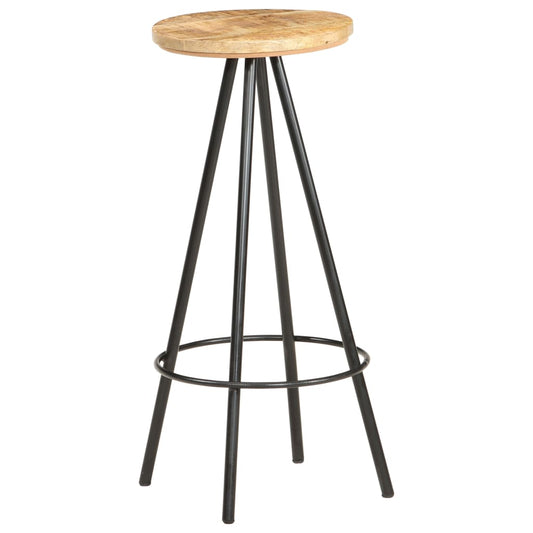 Bar Stool Set of 2 Brown and black Rough mango wood, iron