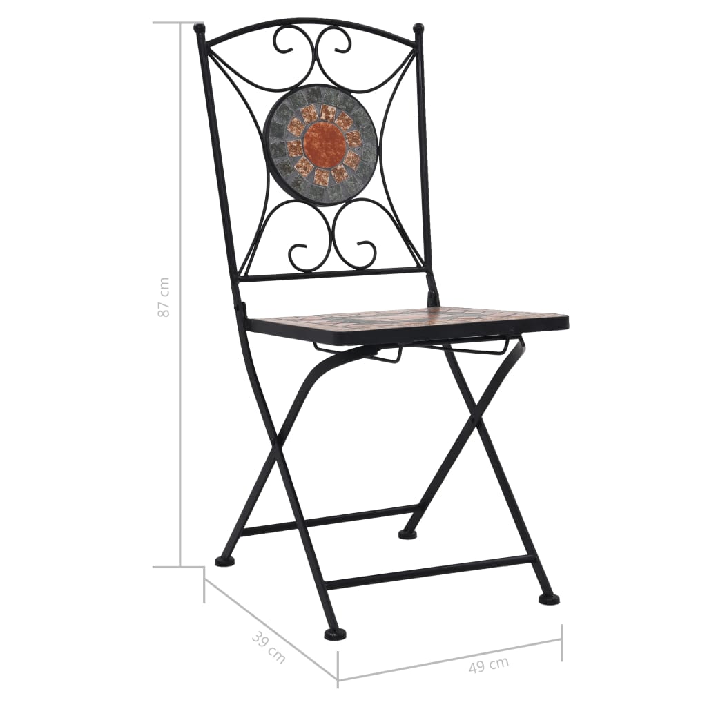 Mosaic Bistro Set Terracotta, Gray, Orange