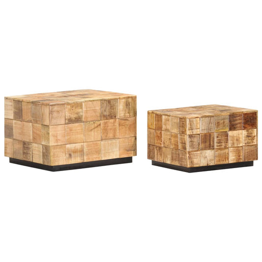 Coffee Table Brown Solid mango wood Small Stackable