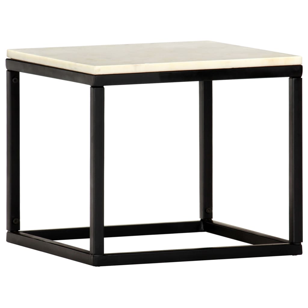 Coffee Table White and Black Real stone, powder-coated iron Small