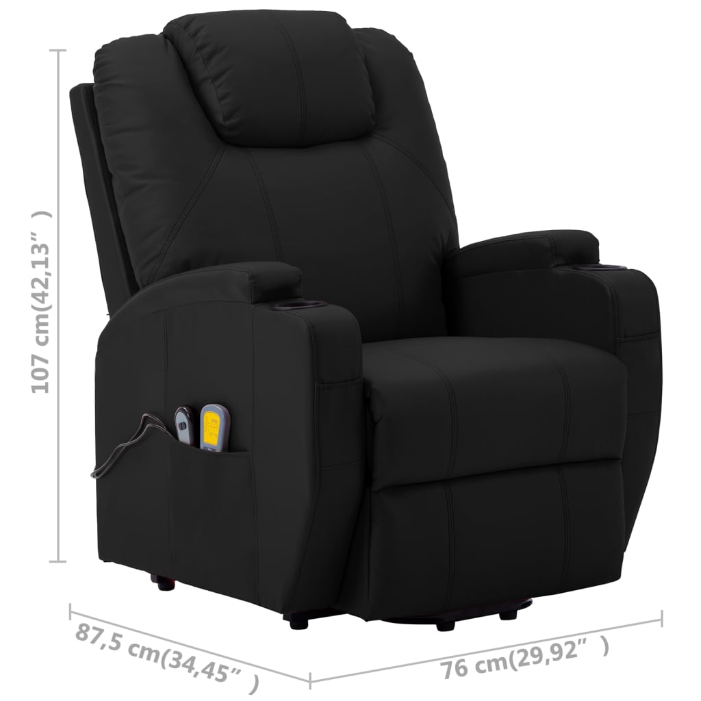 Stand Up Massage Chair Black Faux leather Adult
